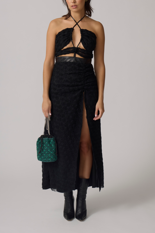 3D Floral Tulle Split Dress