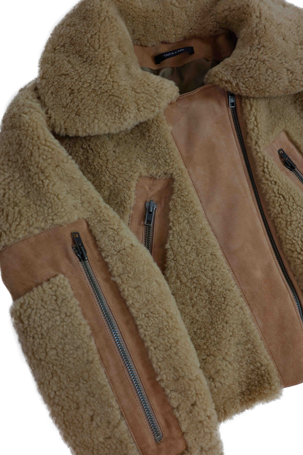 Unisex Cropped Shearling & Suede Leather Jacket