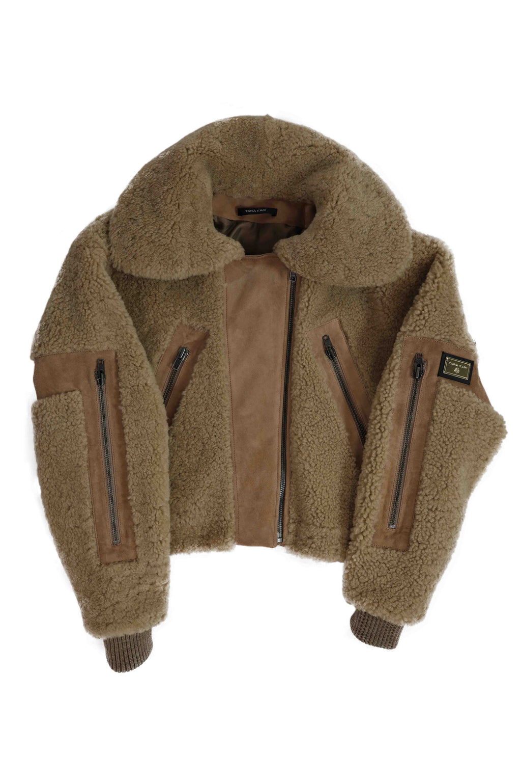 Unisex Cropped Shearling & Suede Leather Jacket