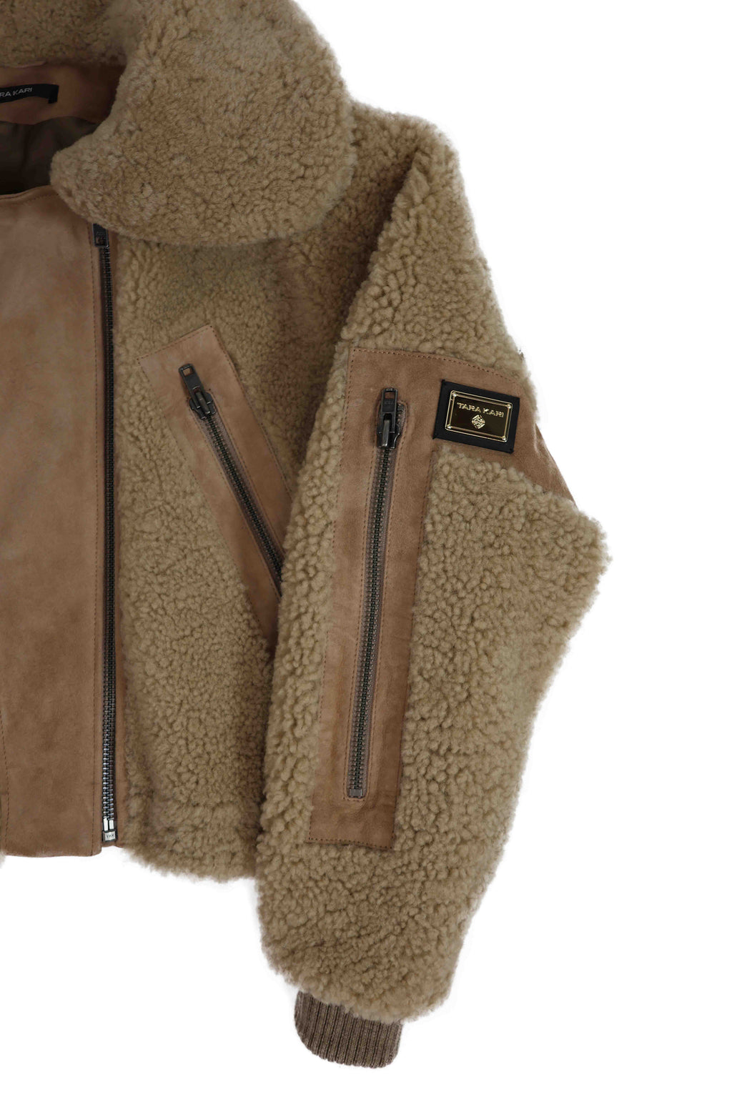 Unisex Cropped Shearling & Suede Leather Jacket