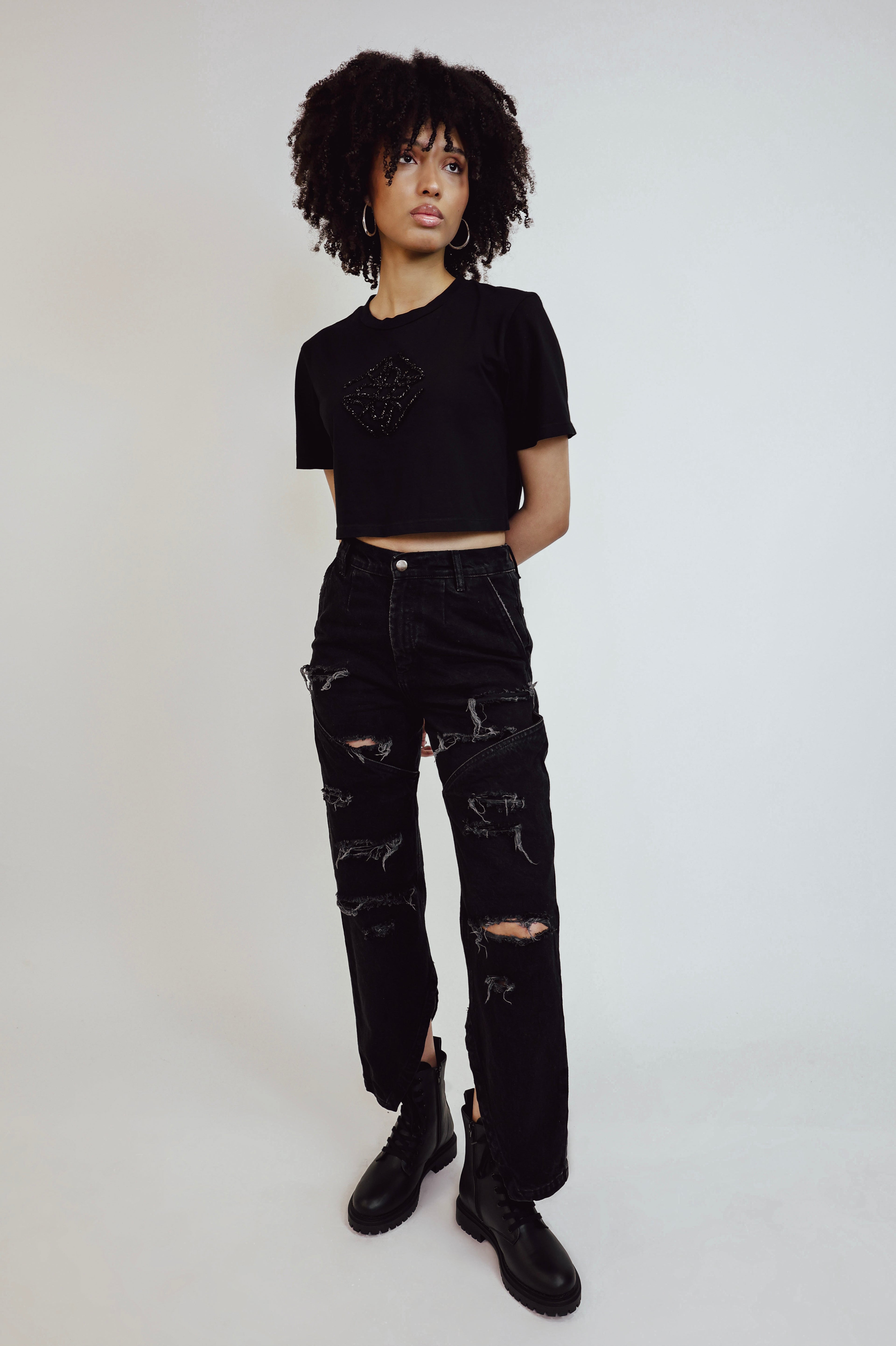 Ripped Split Jeans