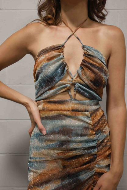Rushed print dress