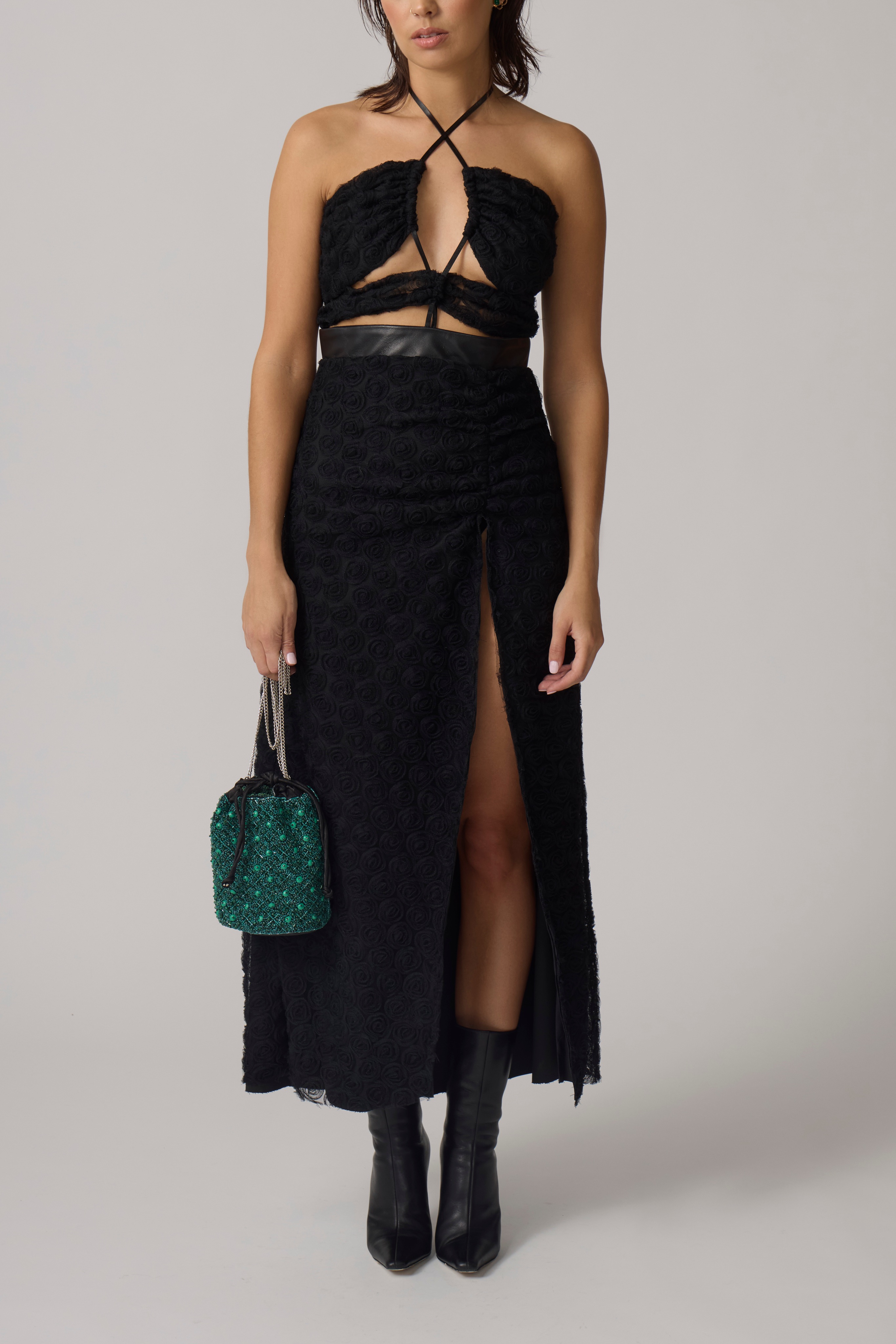 3D Floral Tulle Split Dress